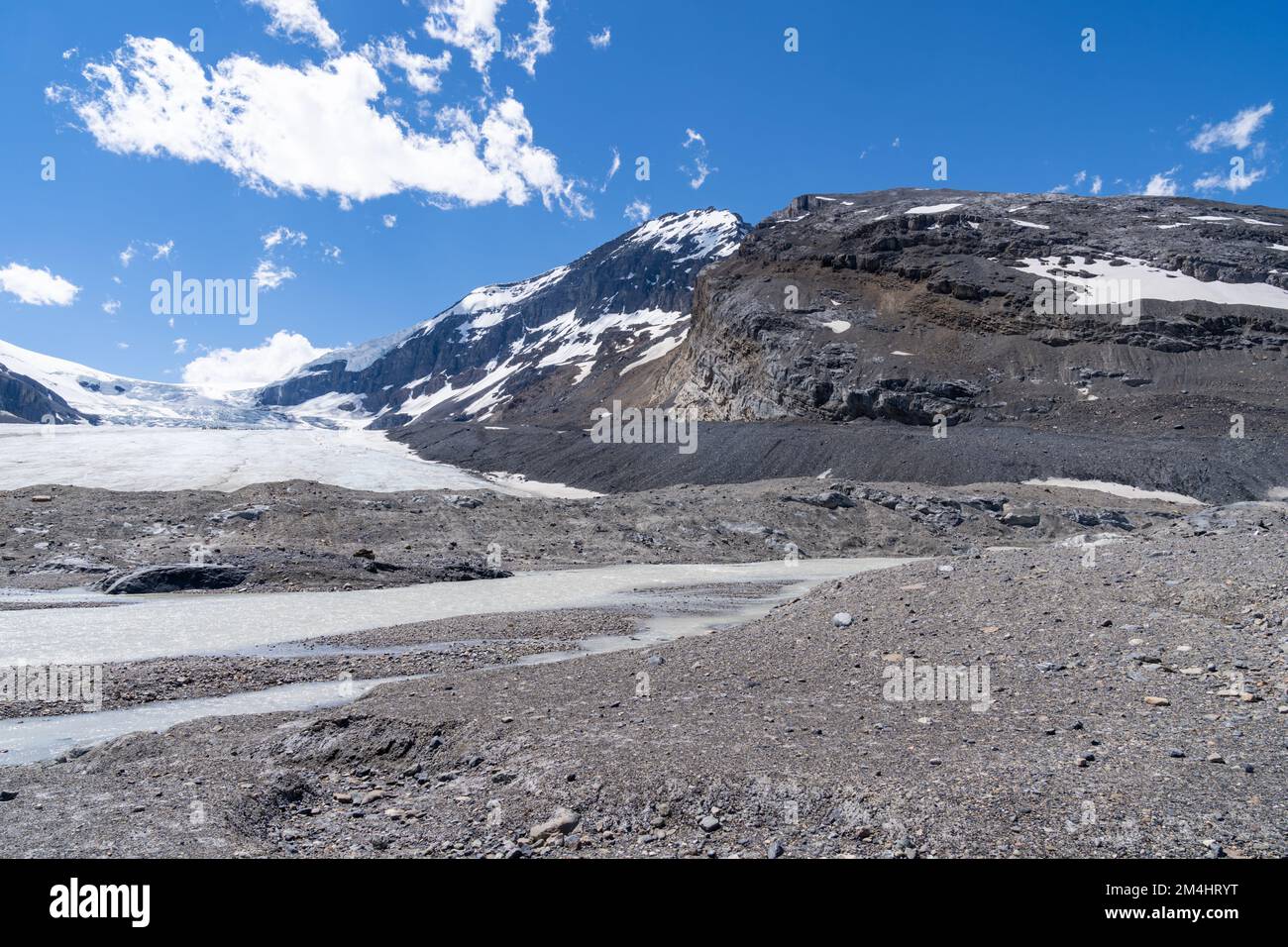 Toe of the Glacier auf dem Athabasca Glacier - Columbia Icefields in Kanada Stockfoto