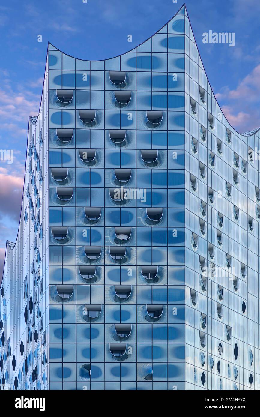 Fassade der Elbphilharmonie, Detailansicht, Hamburg, Deutschland Stockfoto