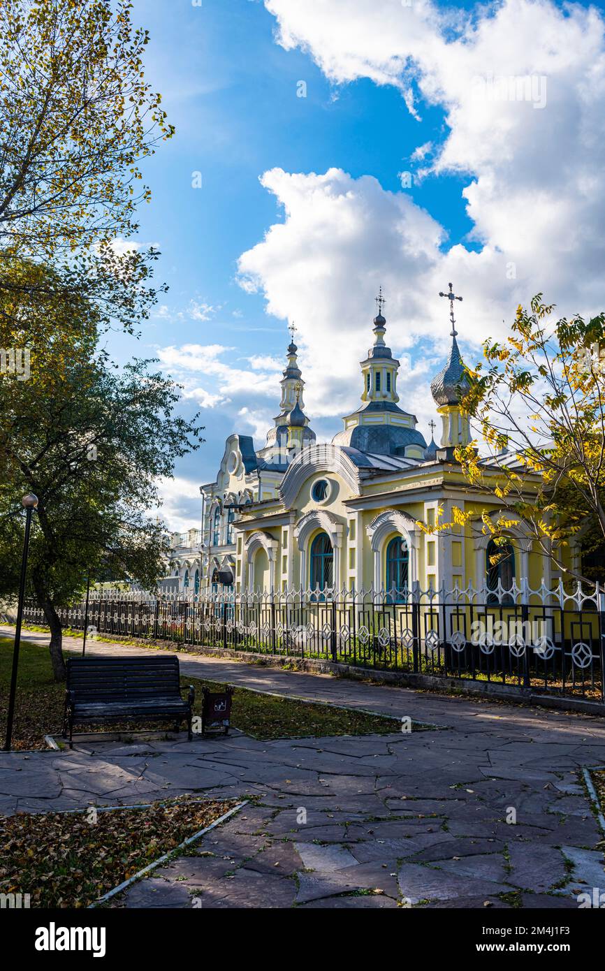 Heilige Erlösergemeinde, Minusinsk, Krasnojarsk Krai, Russland Stockfoto