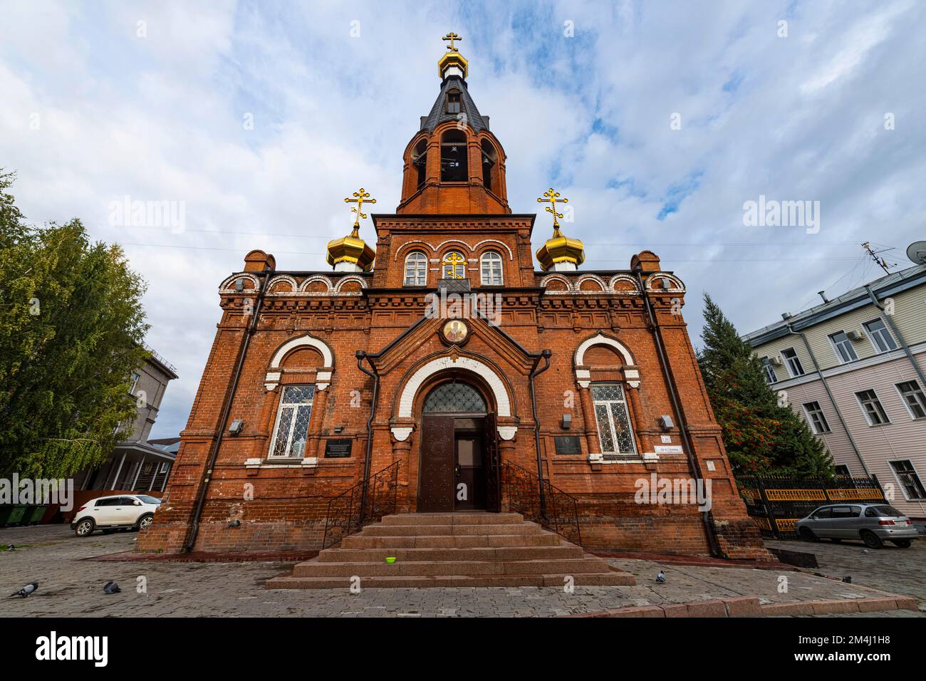 St. Nikolaus, die Wunderarbeiterkirche, Barnaul, Altai Krai, Russland Stockfoto