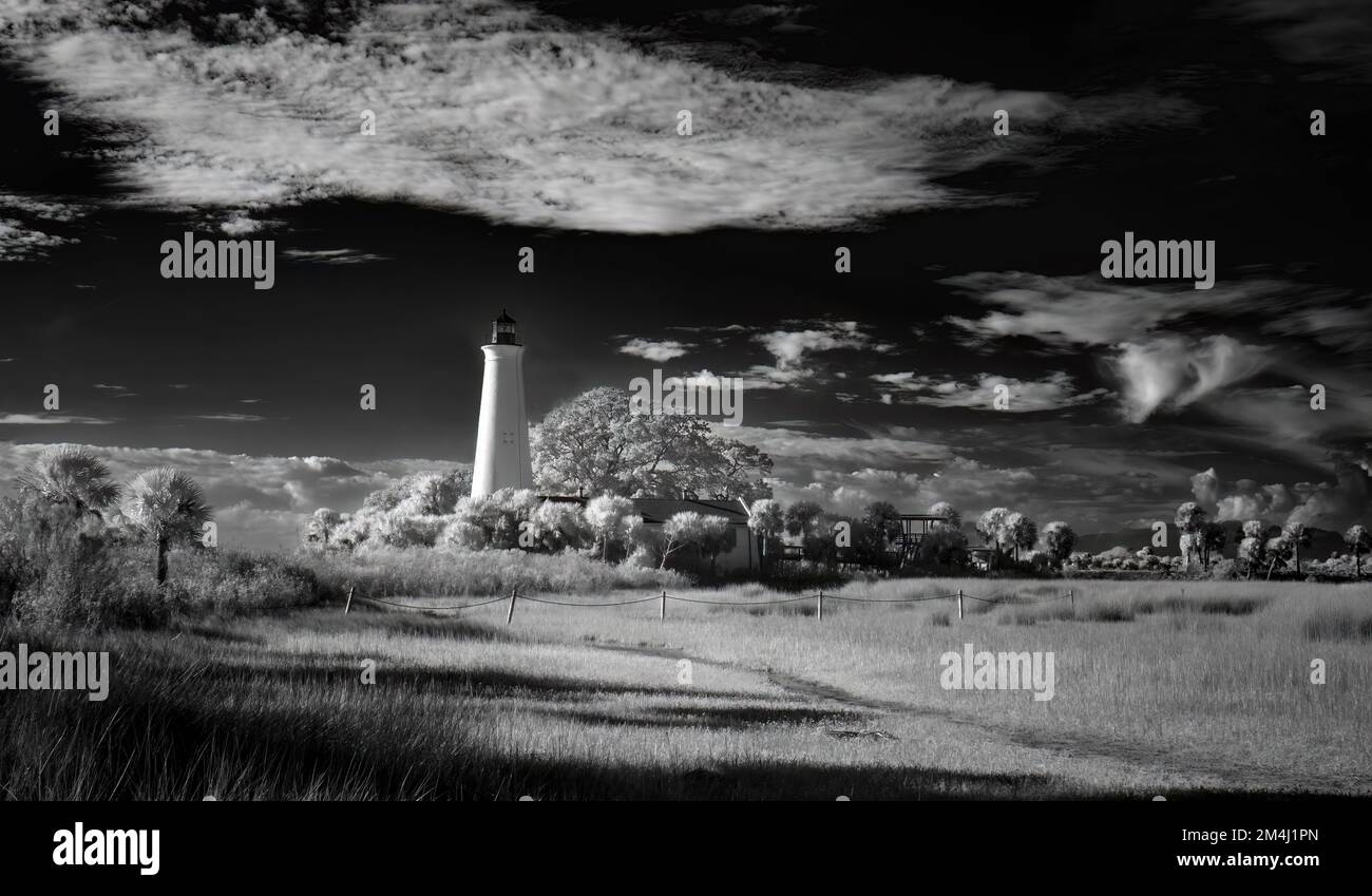 Der Leuchtturm im St. Marks National Wildlife Refuge in Florida, USA Stockfoto