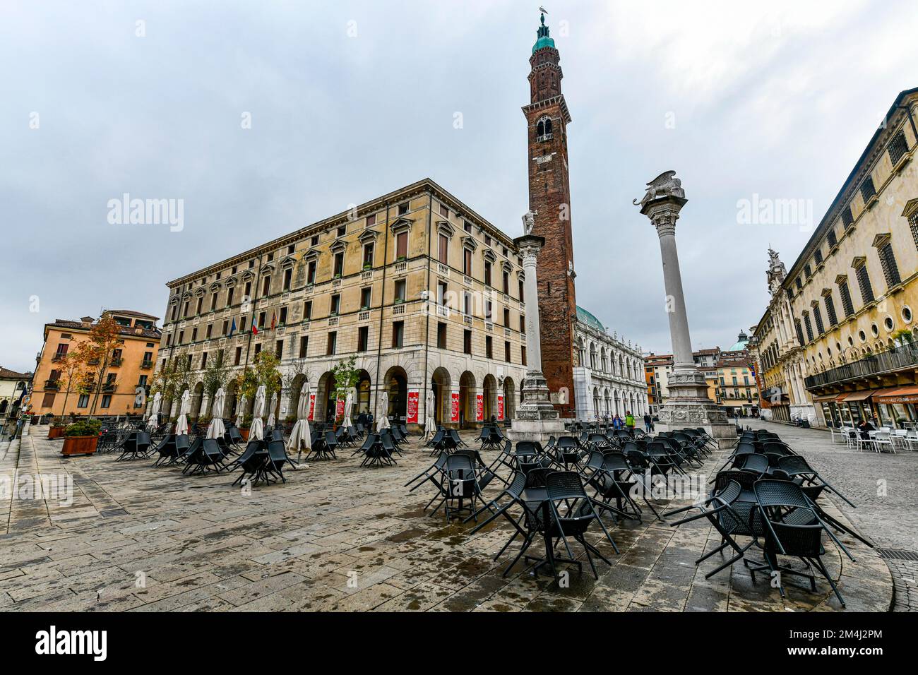 Piazza dei Signori im historischen Zentrum des UNESCO-Weltkulturerbes Vicenza, Italien Stockfoto