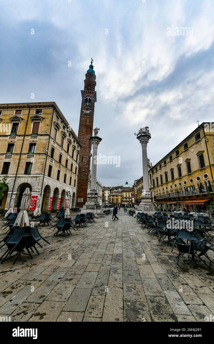 Piazza dei Signori im historischen Zentrum des UNESCO-Weltkulturerbes Vicenza, Italien Stockfoto