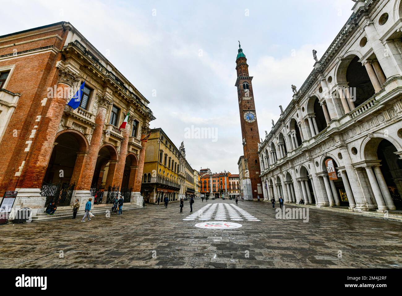 Palladianische Basilika, historisches Zentrum im UNESCO-Weltkulturerbe Vicenza, Italien Stockfoto