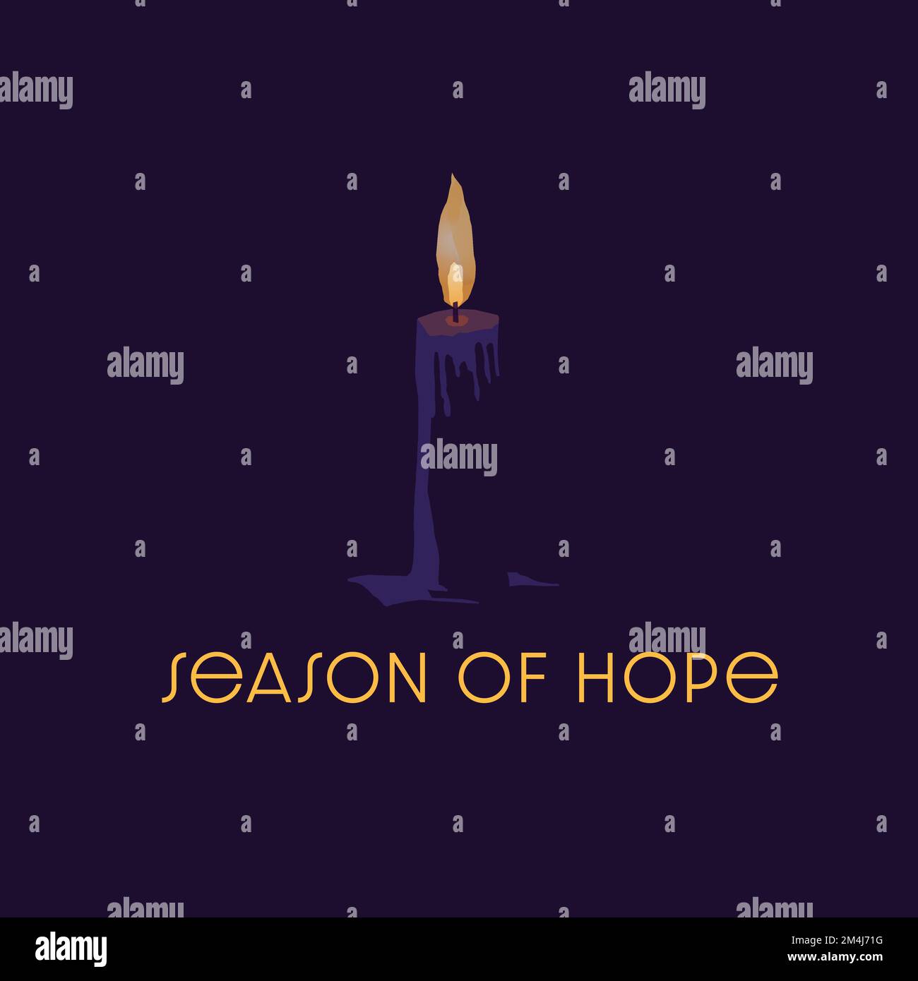 Saison der Hoffnung mit Adventskerze, symbolisiert die Jahreszeit der Hoffnung, des Friedens und der Freude für die erwartungsvolle Feier der Geburt Christi zu Weihnachten Stock Vektor