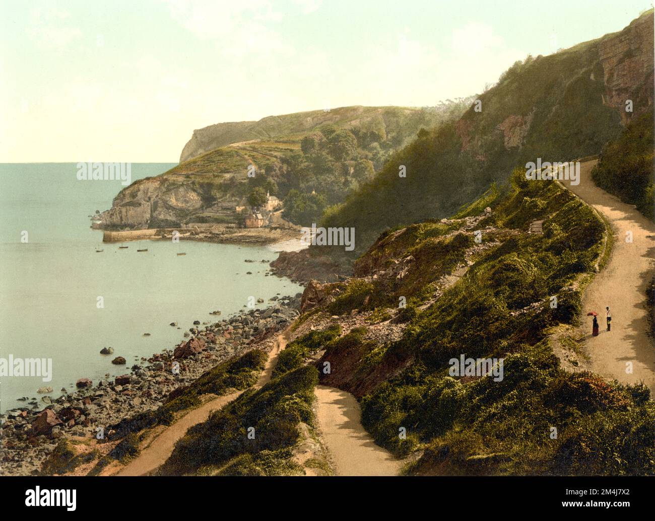 1890 CA , DEVON , ENGLAND , GROSSBRITANNIEN : BABBACOMBE BEACH , NAHE TORQUAY . Unbekannter Fotograf. - GRAND BRETAGNA - AUSSICHT - FOTOSTORICHE - GESCHICHTE - GEOGRAFIEN - GEOGRAFIE - ARCHITETTURA - ARCHITEKTUR - PANORAMA - LANDSCHAFT - OTTOCENTO - 800 - '800 - EPOCA VITTORIANA - VICTORIAN HERA - MEER - MARE --- ARCHIVIO GBB Stockfoto