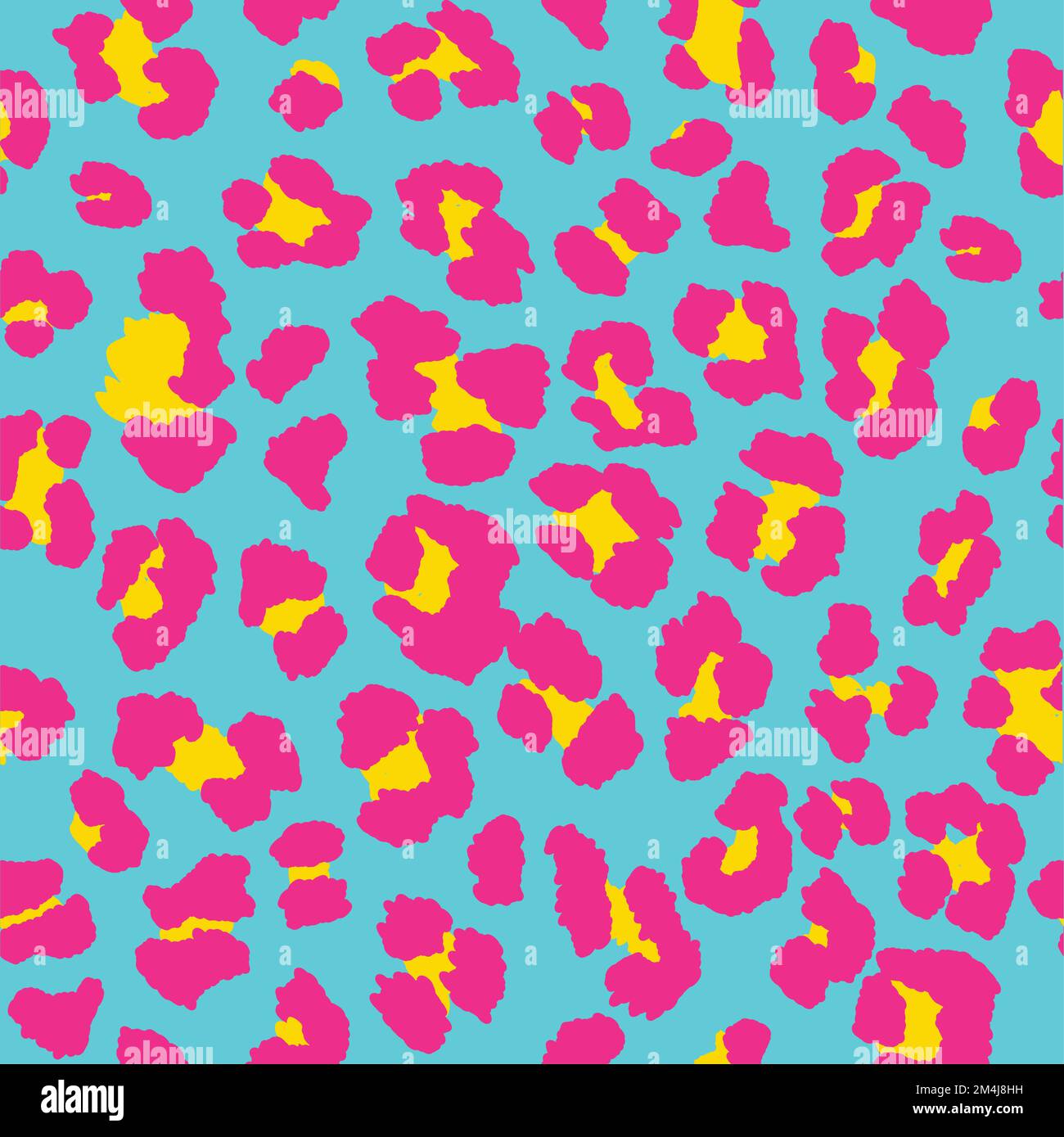 Nahtloses Leopardenmuster in Pink, Blau und Gelb Stock Vektor