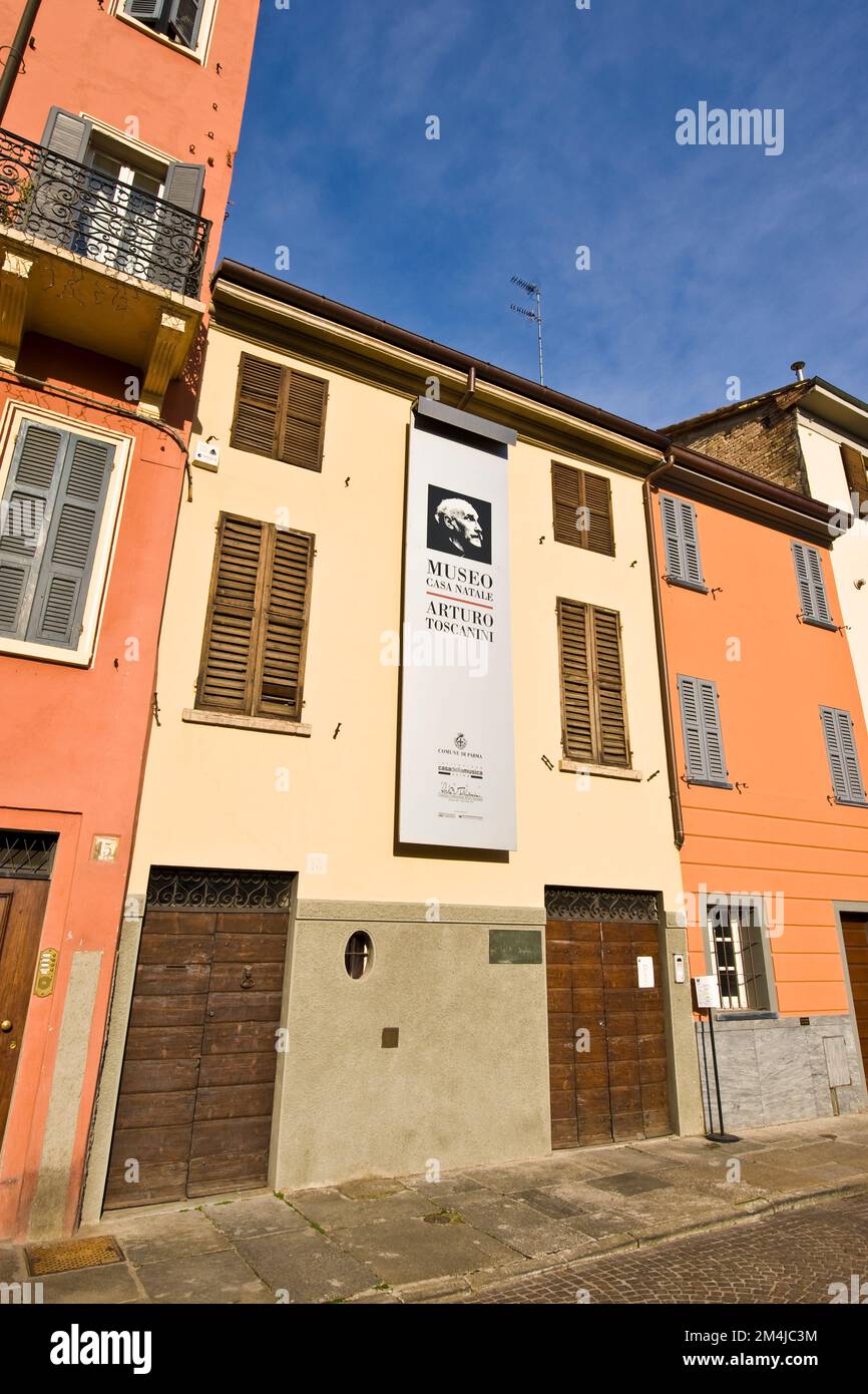 Geburtshaus und Museum von Arturo Toscanini, Parma, Emilia Romagna, Italien Stockfoto