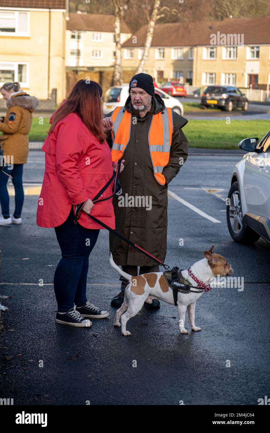 Rhondda Cynon Taff, Wales, Dezember 21. 2022. Streikposten- und Standortbilder von Arbeitskampf im Hawthorn Ambulance Depot in South Wales. GMB U Stockfoto