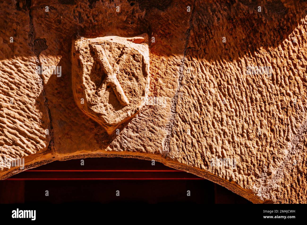 Herrenhaus mit Wappen auf dem Sturm. Elciego, Álava, Baskenland, Spanien, Europa Stockfoto