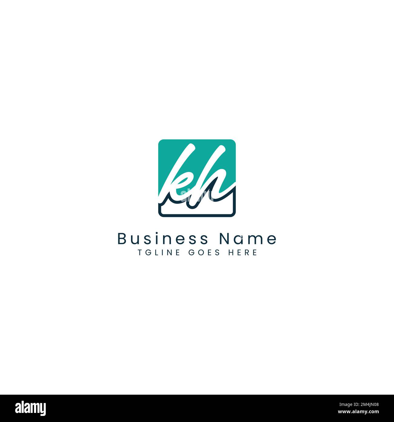 K H KH Anfangsbuchstabe handschriftlich und Signatur-Vektorbildvorlage im quadratischen Logo Stock Vektor