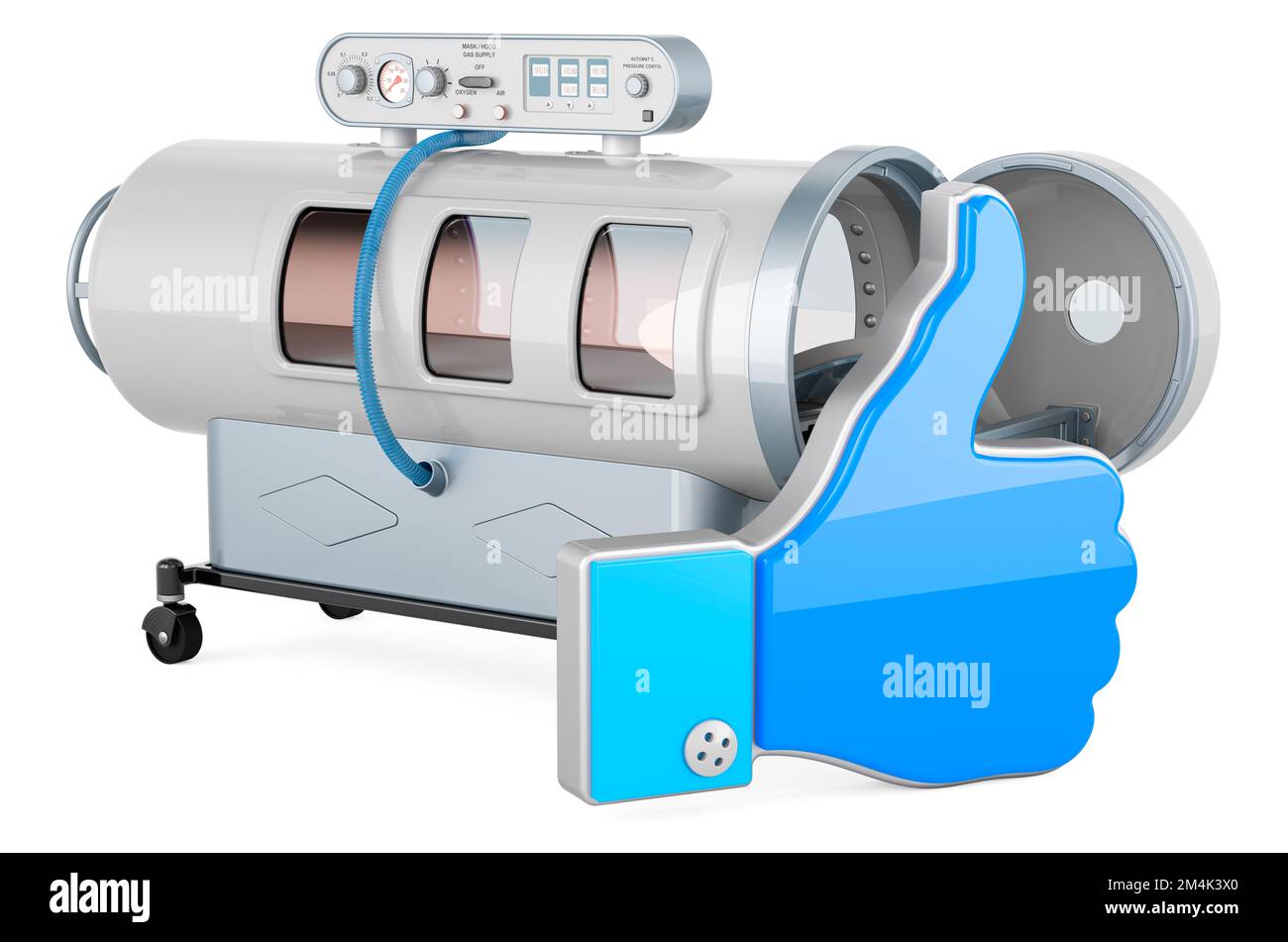 Überdruckkammer mit ähnlichem Symbol, 3D-Rendering auf weißem Hintergrund isoliert Stockfoto