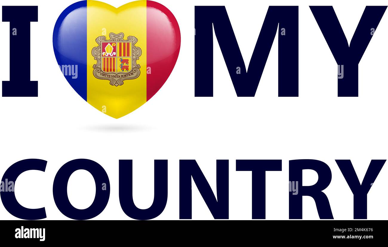 Herz mit andorranischen Flaggenfarben. Ich liebe mein Land - Andorra Stock Vektor