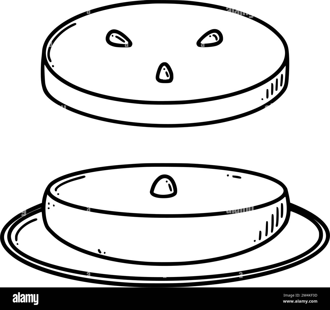 Nian gao, chinesische Neujahrskuchen-Vektordarstellung. Chinesisches Neujahrsdessert Niangao im Doodle-Stil. Stock Vektor