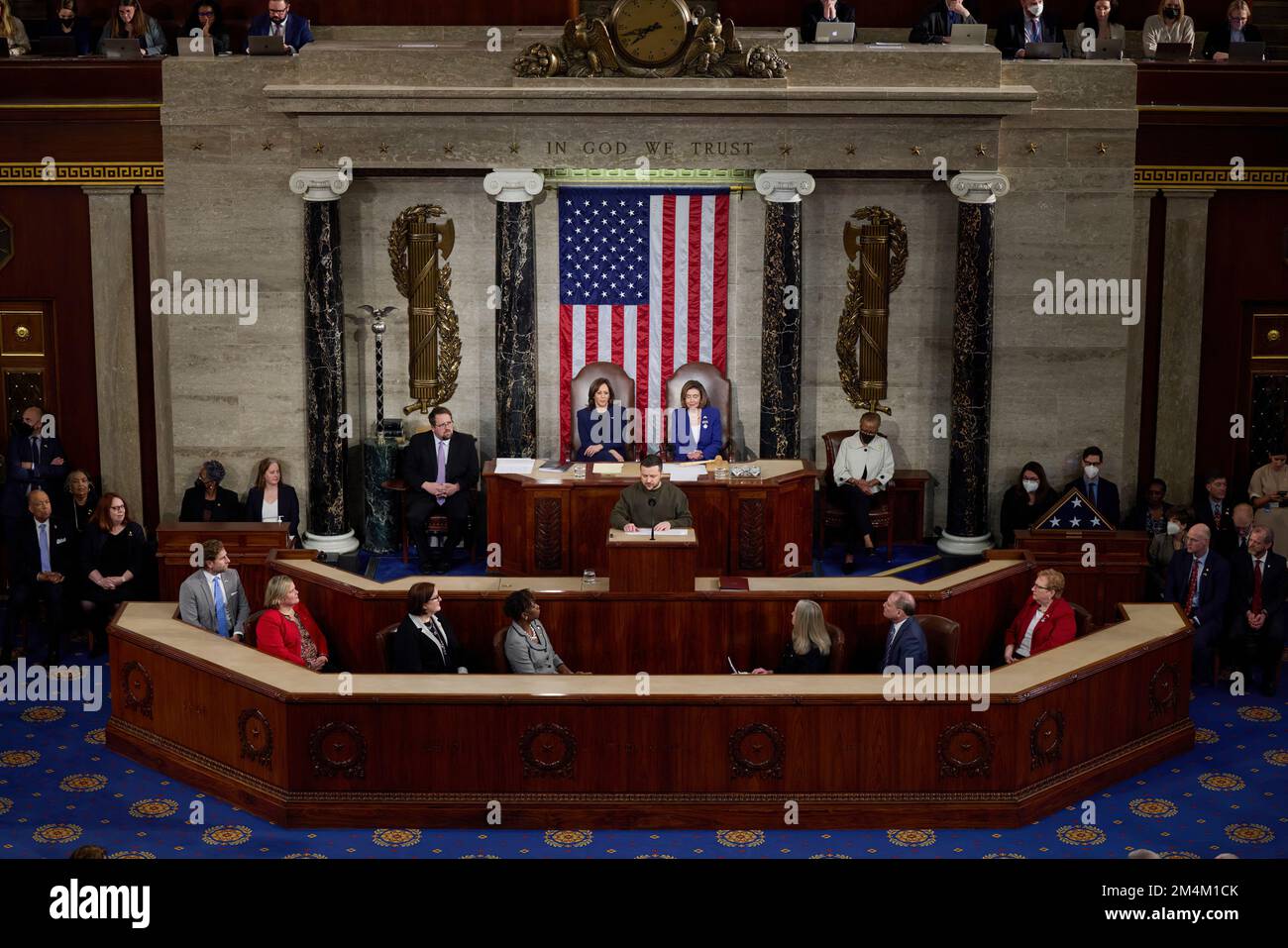 Der ukrainische Präsident Volodymyr Zelensky besucht den US-Präsidenten Joe Biden, Außenminister Tony Blinken, Sprecherin des Hauses Nancy Pelosi und Vizepräsidentin Kamala Harris und spricht vor einer gemeinsamen Sitzung des US-Kongresses. Foto: Ukrainisches Präsidialamt Stockfoto
