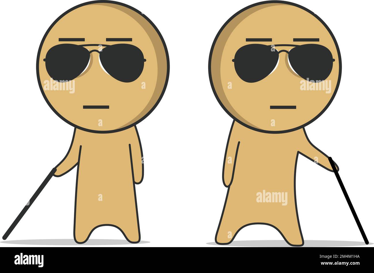 Ein blinder Mann mit Brille und Stock Stock Vektor