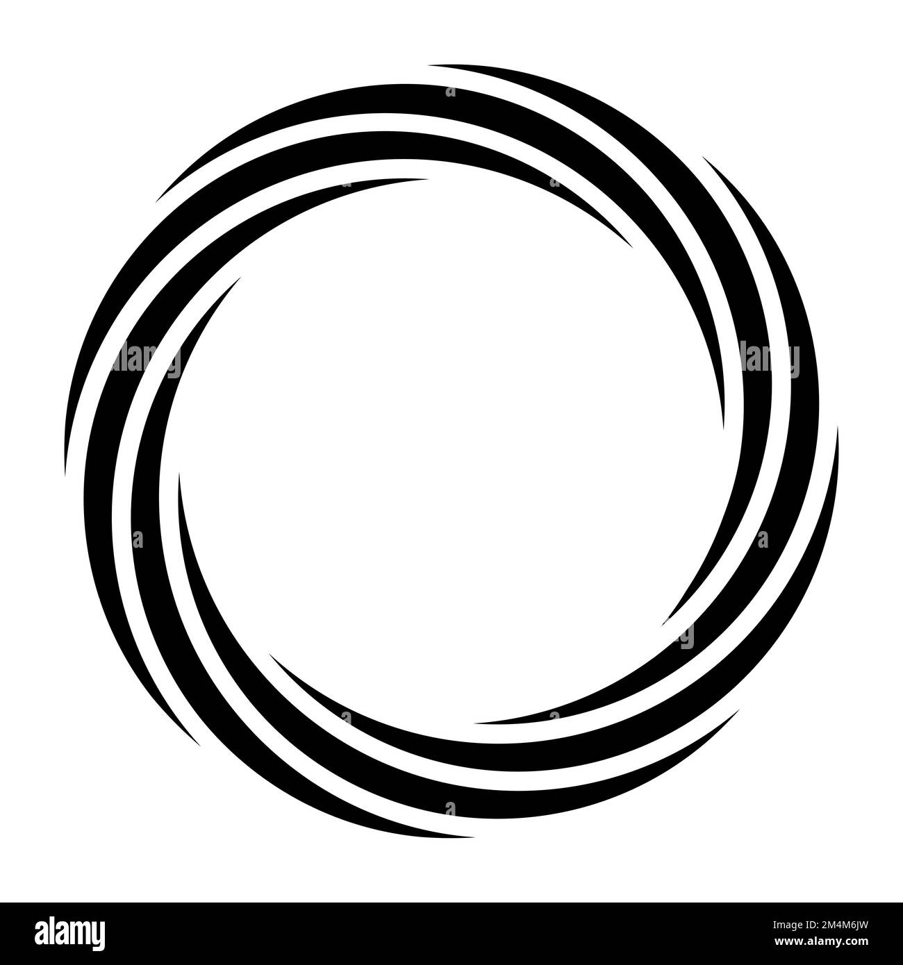 Kreisförmiges Logo, bewegliches rundes Element, futuristische „Movement Fantasy“-Streifen Stock Vektor