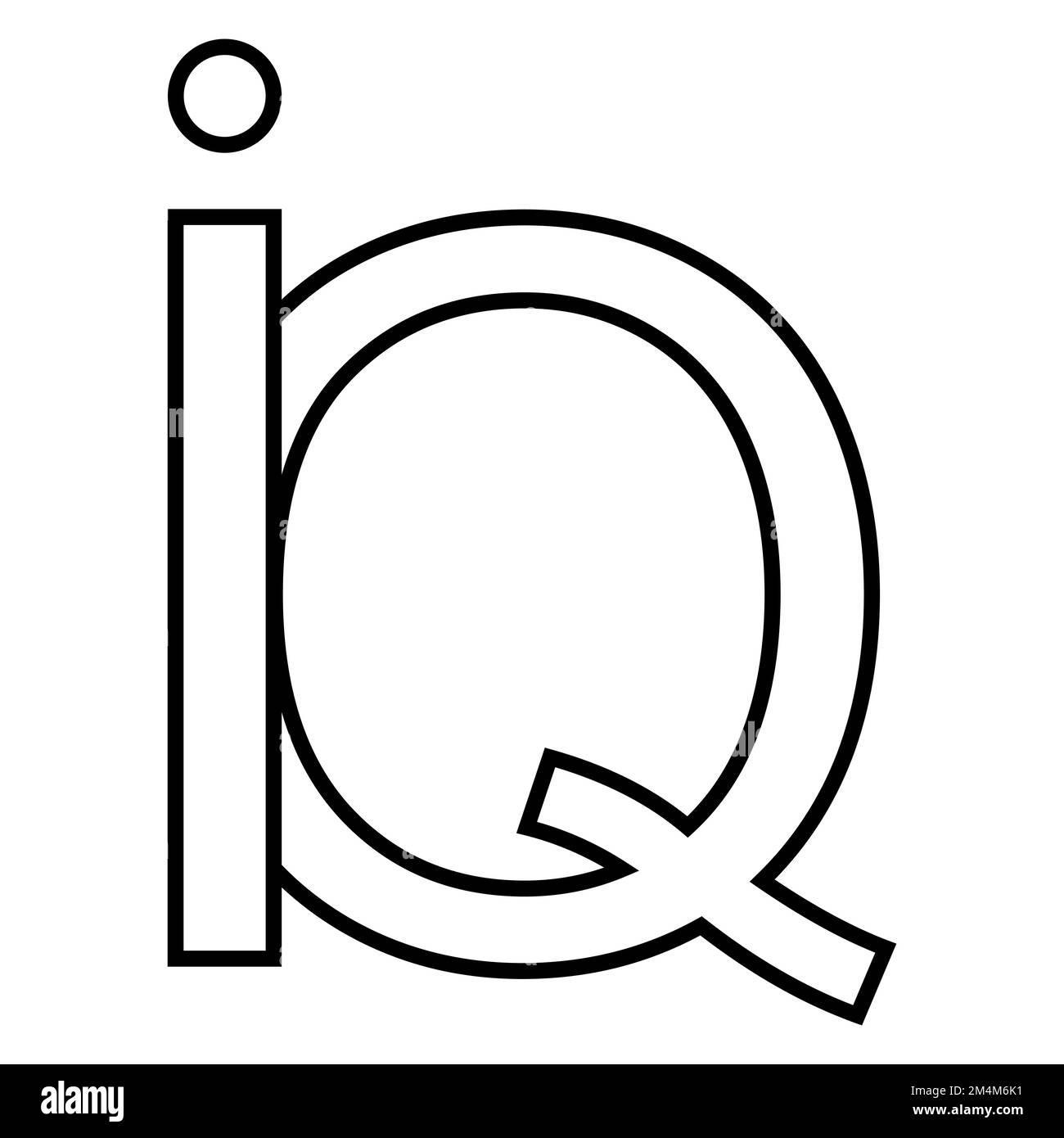 Logo-Zeichen iq Qi, Symbol nft Interlaced Buchstaben i q Stock Vektor