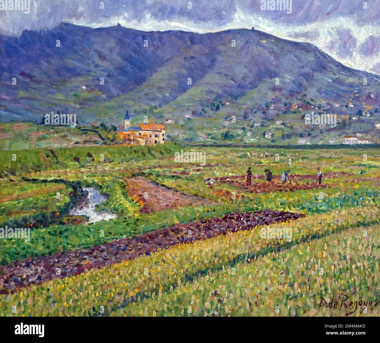 Mai Regen, Baskenland (1901) vom Meistermaler Darío de Regoyos (1857-1913). Lluvia de Mayo, Pais Vasco Stockfoto
