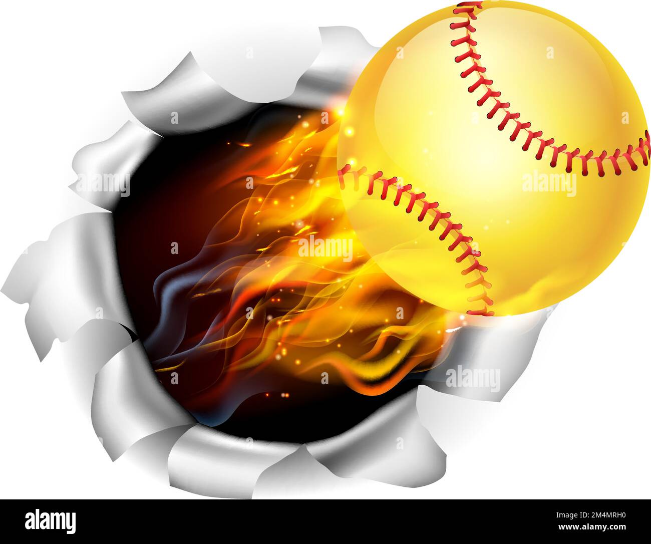 Softball Ball Flamme Feuer Zerbrechender Hintergrund Stock Vektor