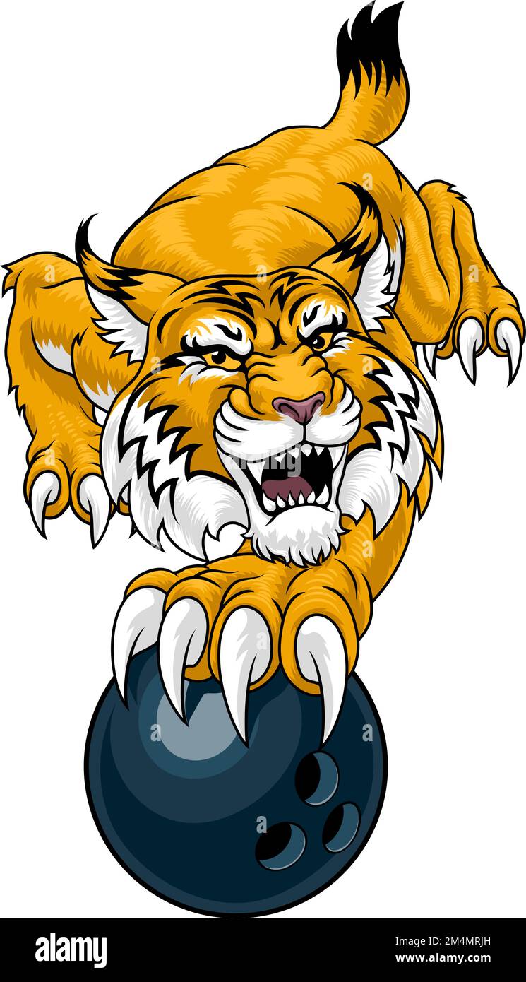 Wildcat Bobcat Bowling Animal Sports Team Maskottchen Stock Vektor