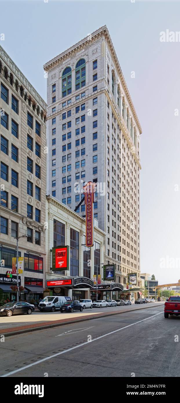 Cleveland's Playhouse Square Wahrzeichen B.F. Das Keith-Gebäude aus dem Jahr 1922 beherbergt Büros und das Connor Palace Theater (ursprünglich ein Varieté-Schauplatz). Stockfoto