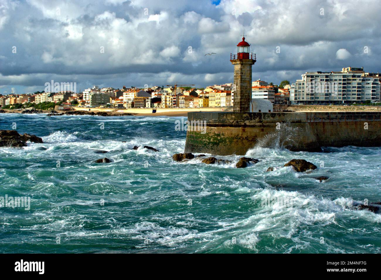 Felgueiras Leuchtturm in Porto, Portugal Stockfoto