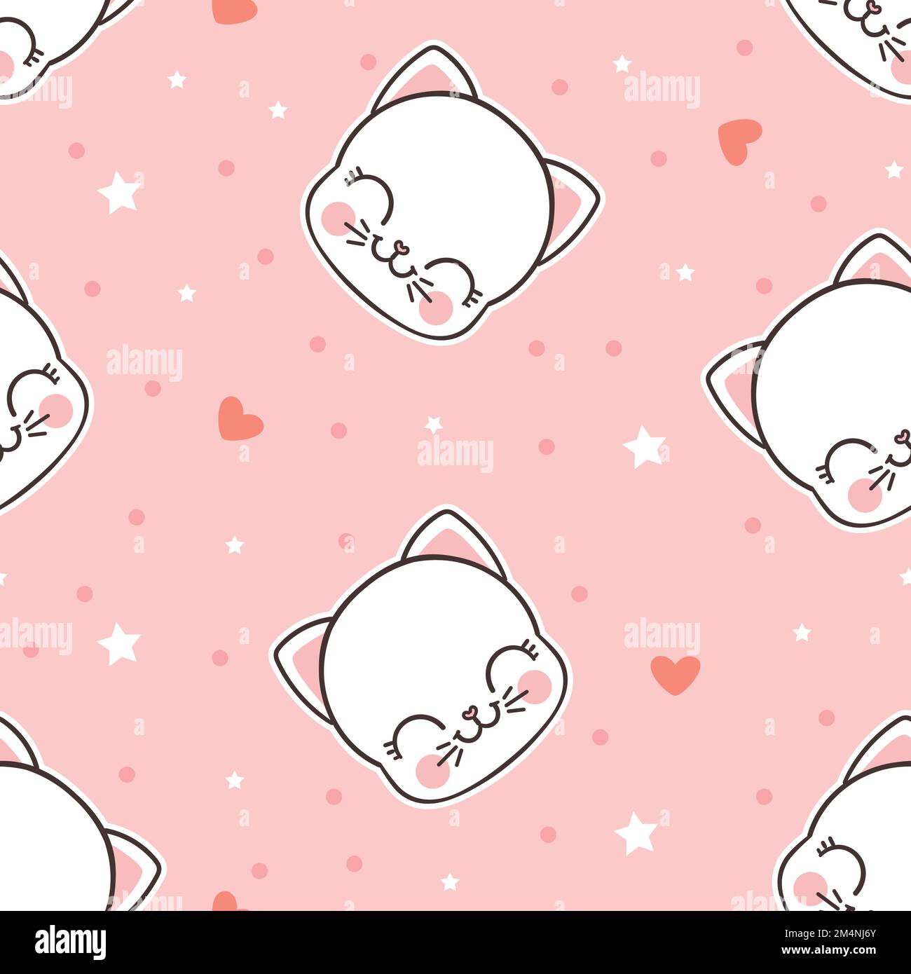 Nahtloses Muster mit weißem Katzenkopf. Vektor Stock Vektor