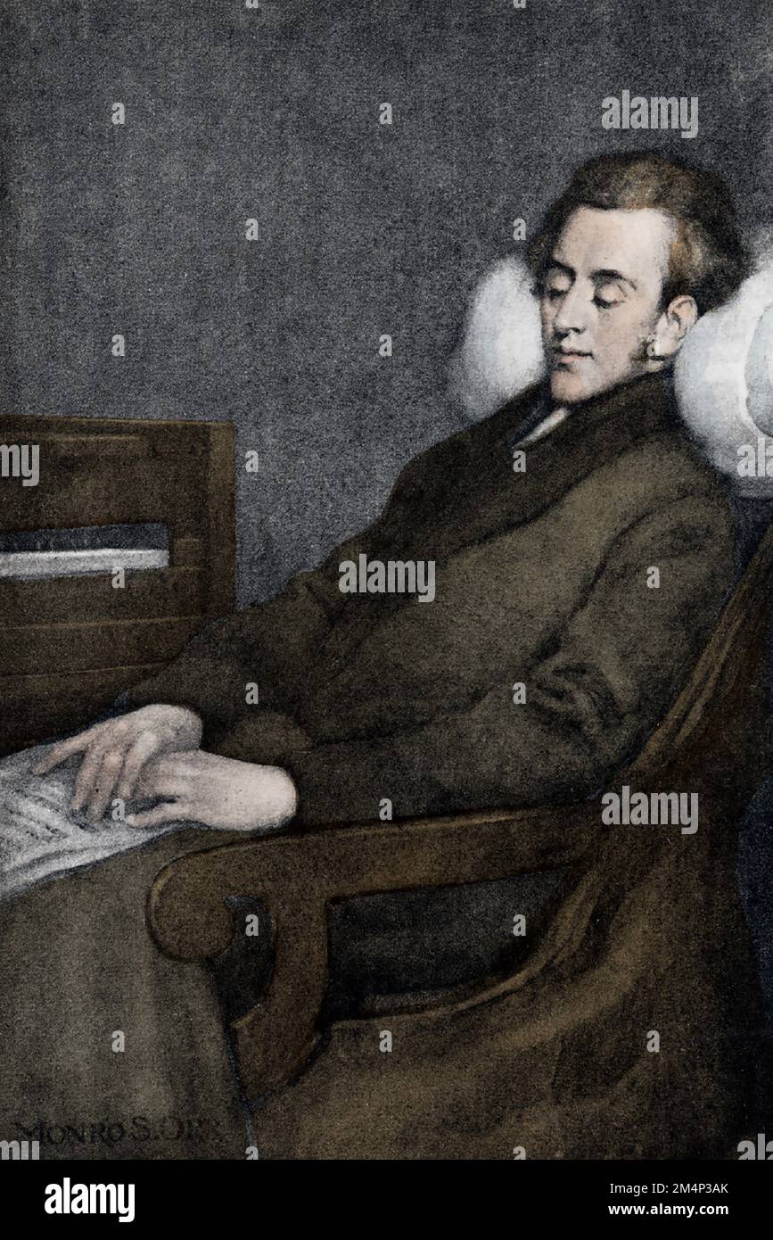 Diese Abbildung zeigt, dass Frédéric Francois Chopin (1810–1849) ein polnischer Komponist und virtuoser Pianist der Romantik war. Stockfoto