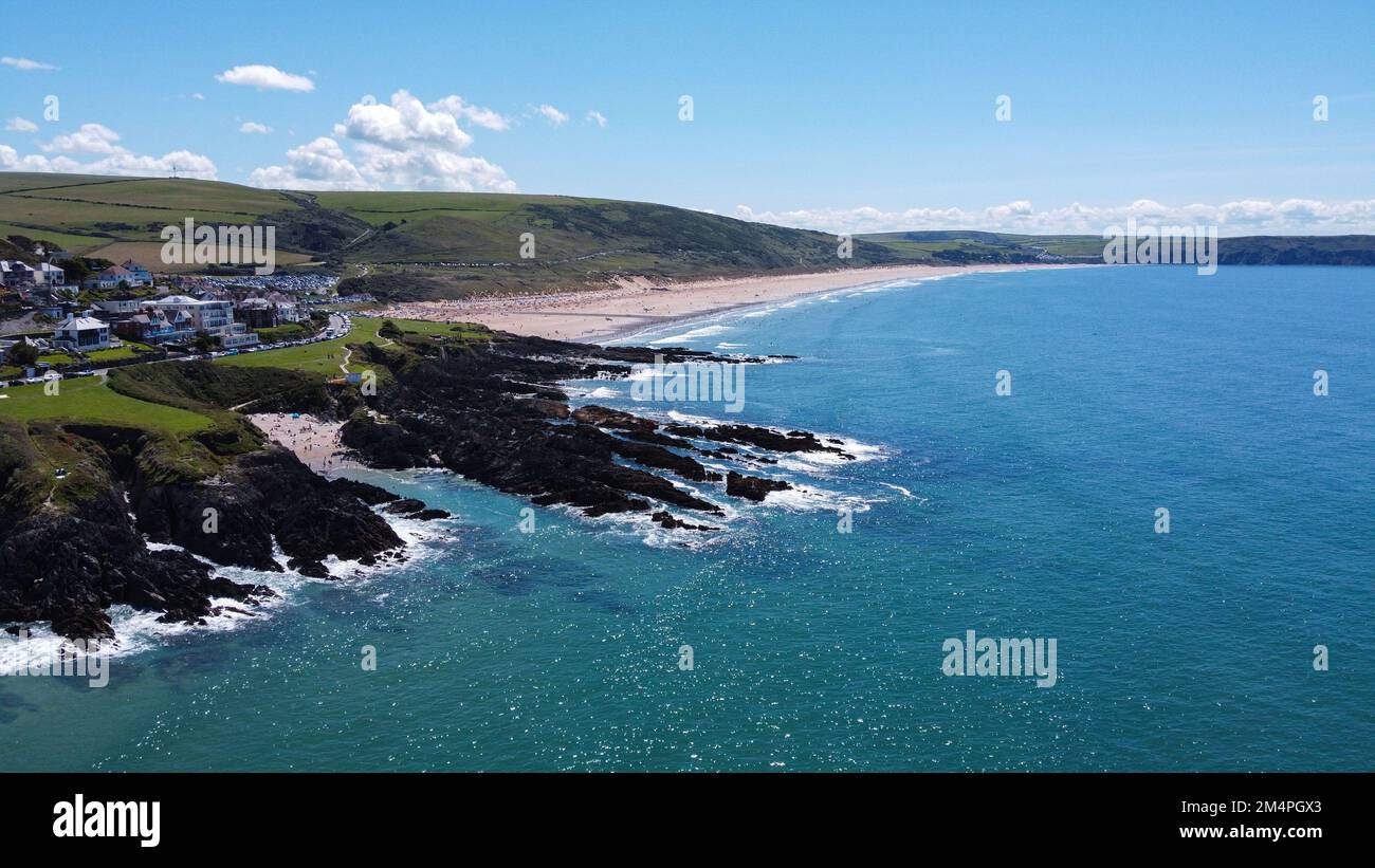 Drohnenansicht der Küste von North Devon Stockfoto