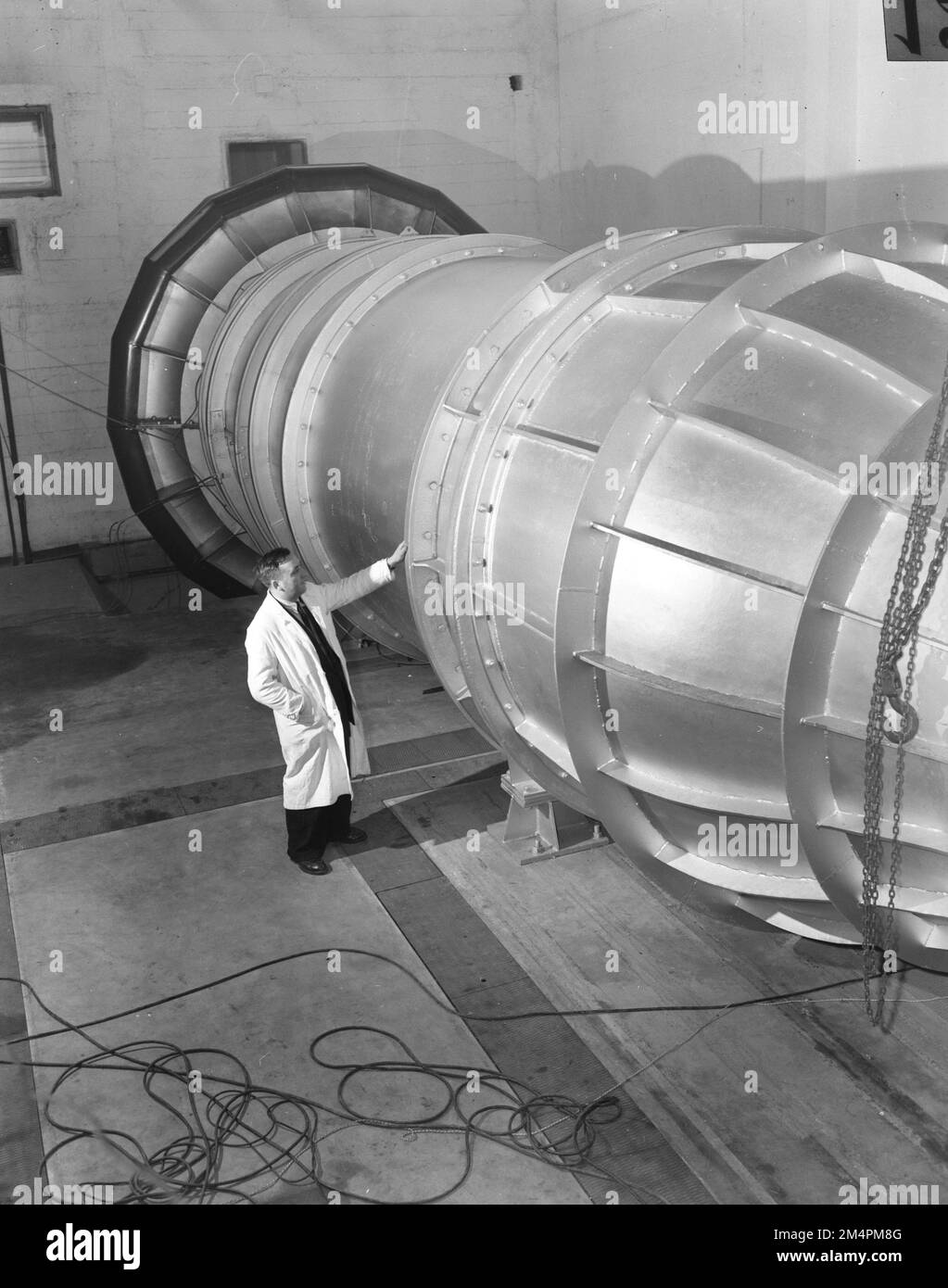 Turbomeca Flugzeugwerkstatt. Fotos von Marshall-Plan-Programmen, Ausstellungen und Personal Stockfoto