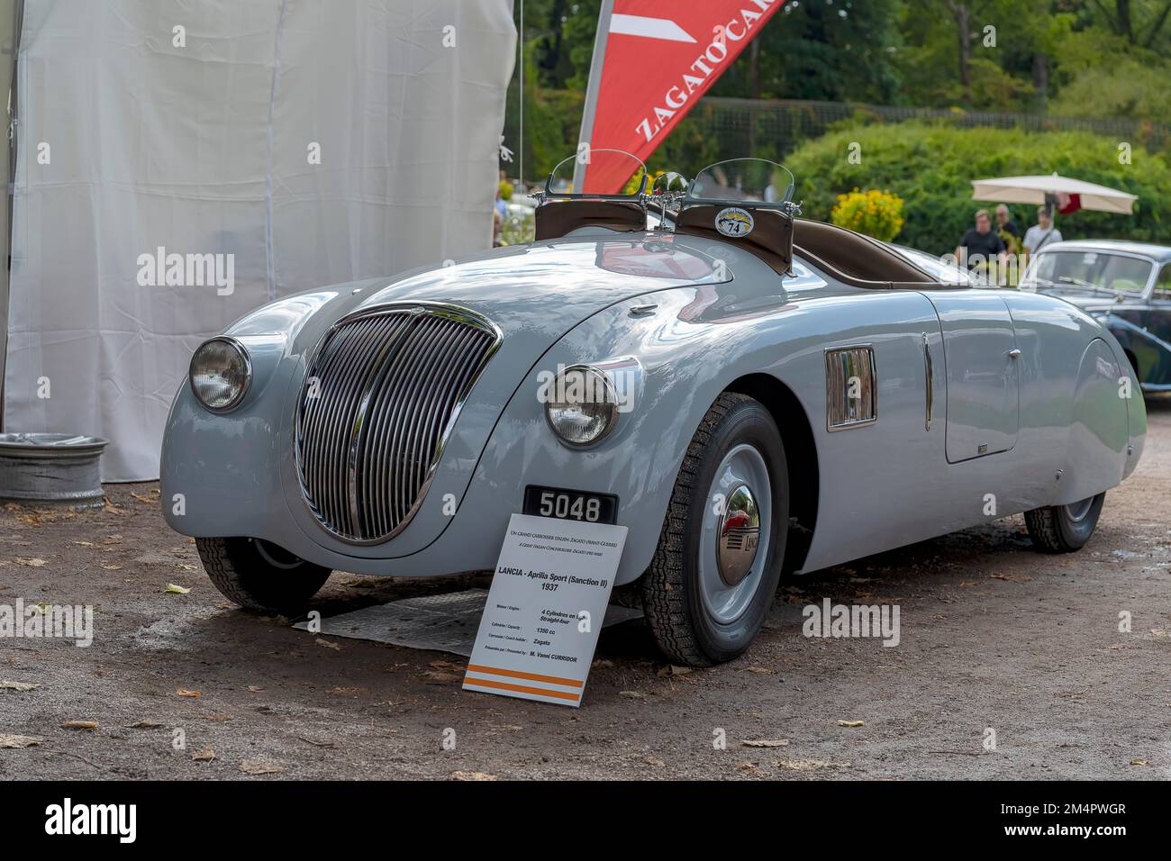 Vintage Lancia Aprilia Sport Zagato Barchetta, Italien 1937, V4-Zylinder, 1. 351 ccm, 56 ps, 4-Gang, 980 kg, 125 km h, Blau, klassische Gala Stockfoto