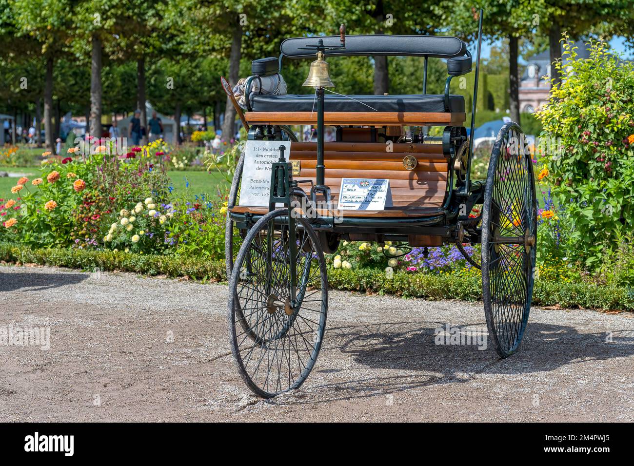 Vintage Benz Patent Car, Deutschland 1885, 1-Zylinder, wassergekühlt, dreirädrig, 850 cm3, 1. 75 ps, 2-Gang, 210 kg, 35 km h, Classic Gala, International Stockfoto