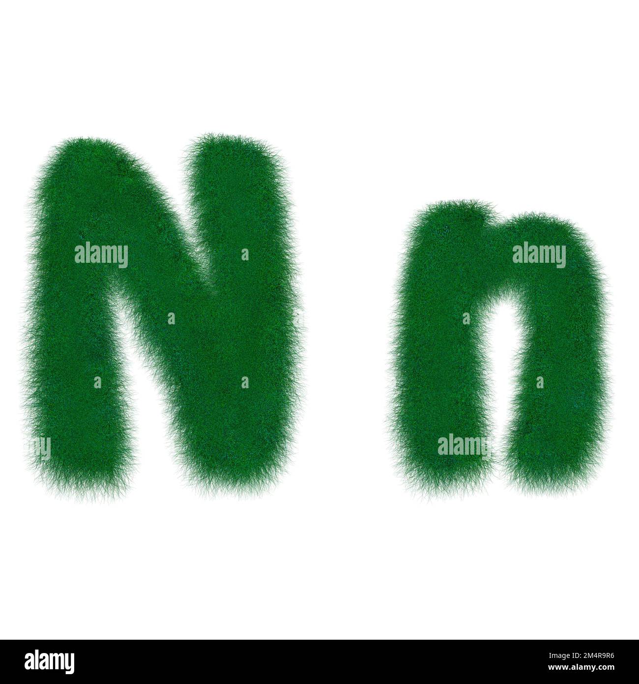 Moos grüner Buchstabe N Stockfoto