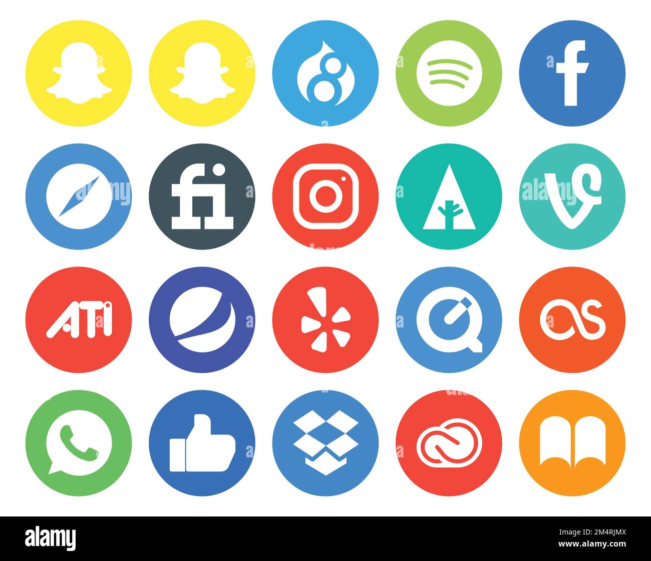20 Icon Pack für soziale Medien einschließlich dropbox. whatsapp. Forrst. lastfm. jelp Stock Vektor