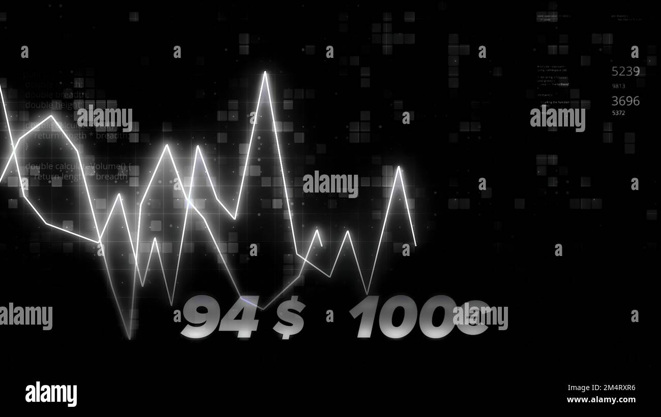 Neondiagramm mit Zahlen ändern. Bewegung. Wechselkurse mit gleitendem