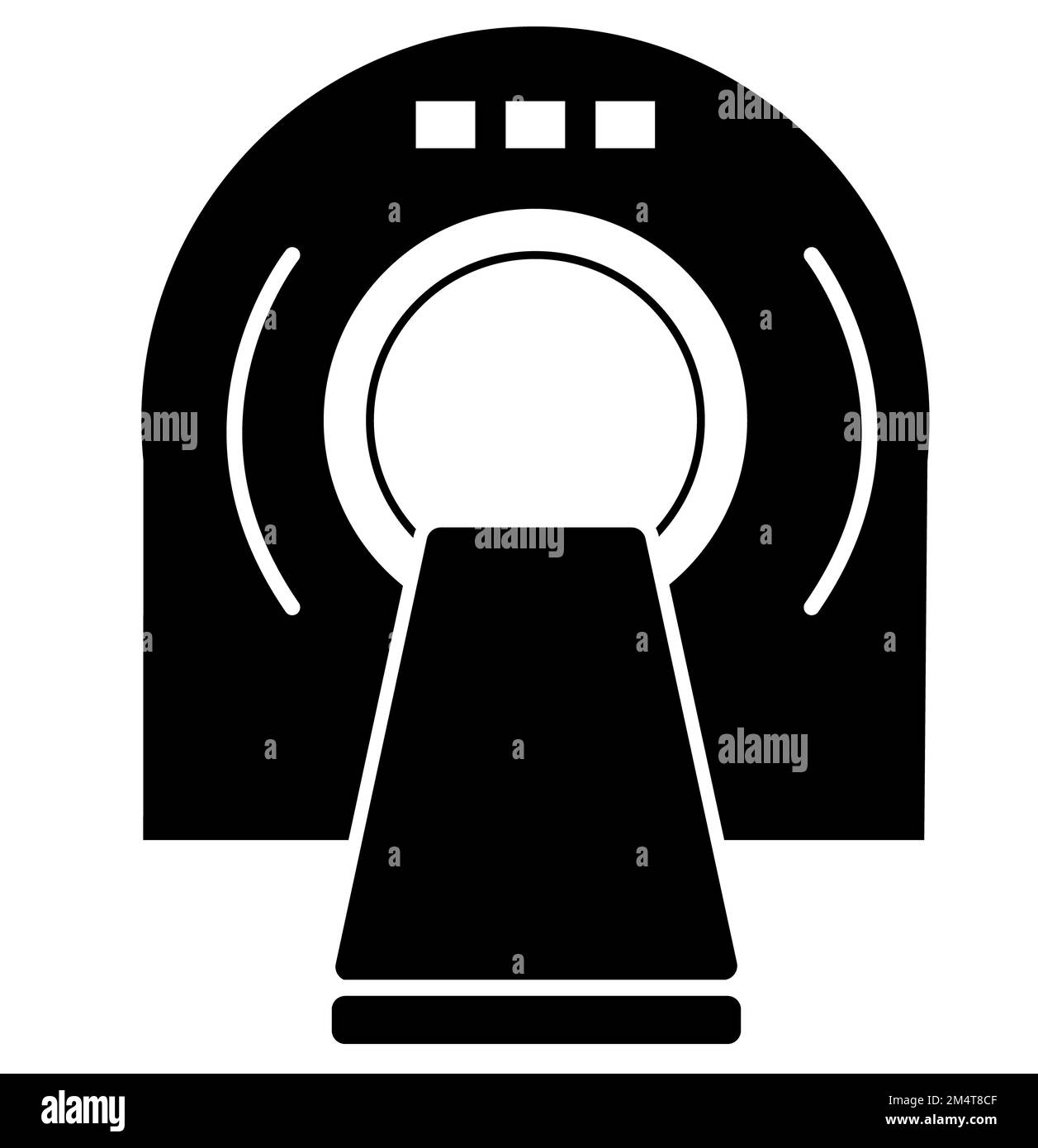 Tomographiesymbol auf weißem Hintergrund. Elektronisches Zeichen für Röntgenstrahlen. Symbol für MRT-Scanner. Flacher Stil. Stockfoto