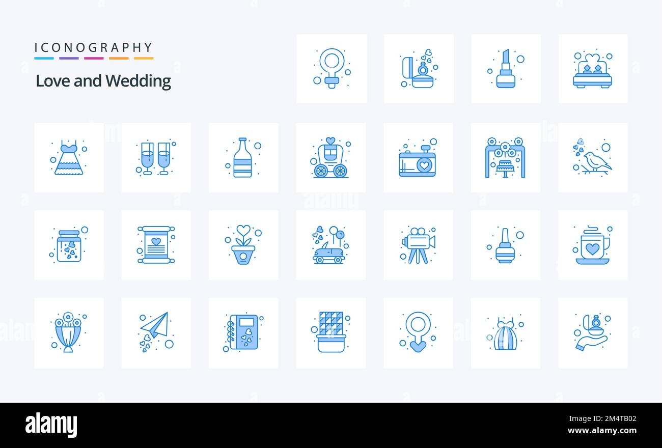 25 Wedding Blue Icon Pack Stock Vektor