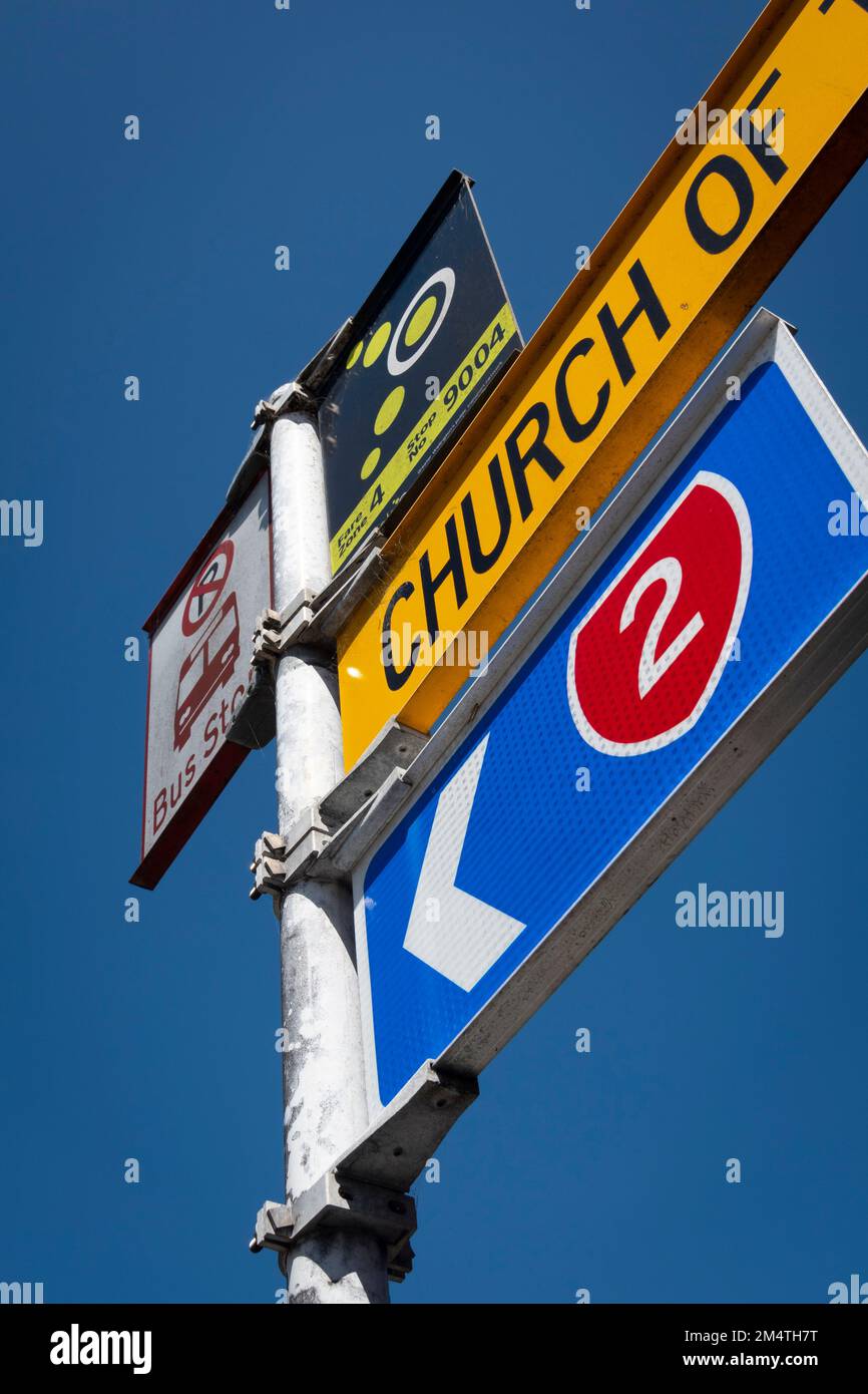 Straßenschilder: Petone, Wellington, North Island, Neuseeland Stockfoto