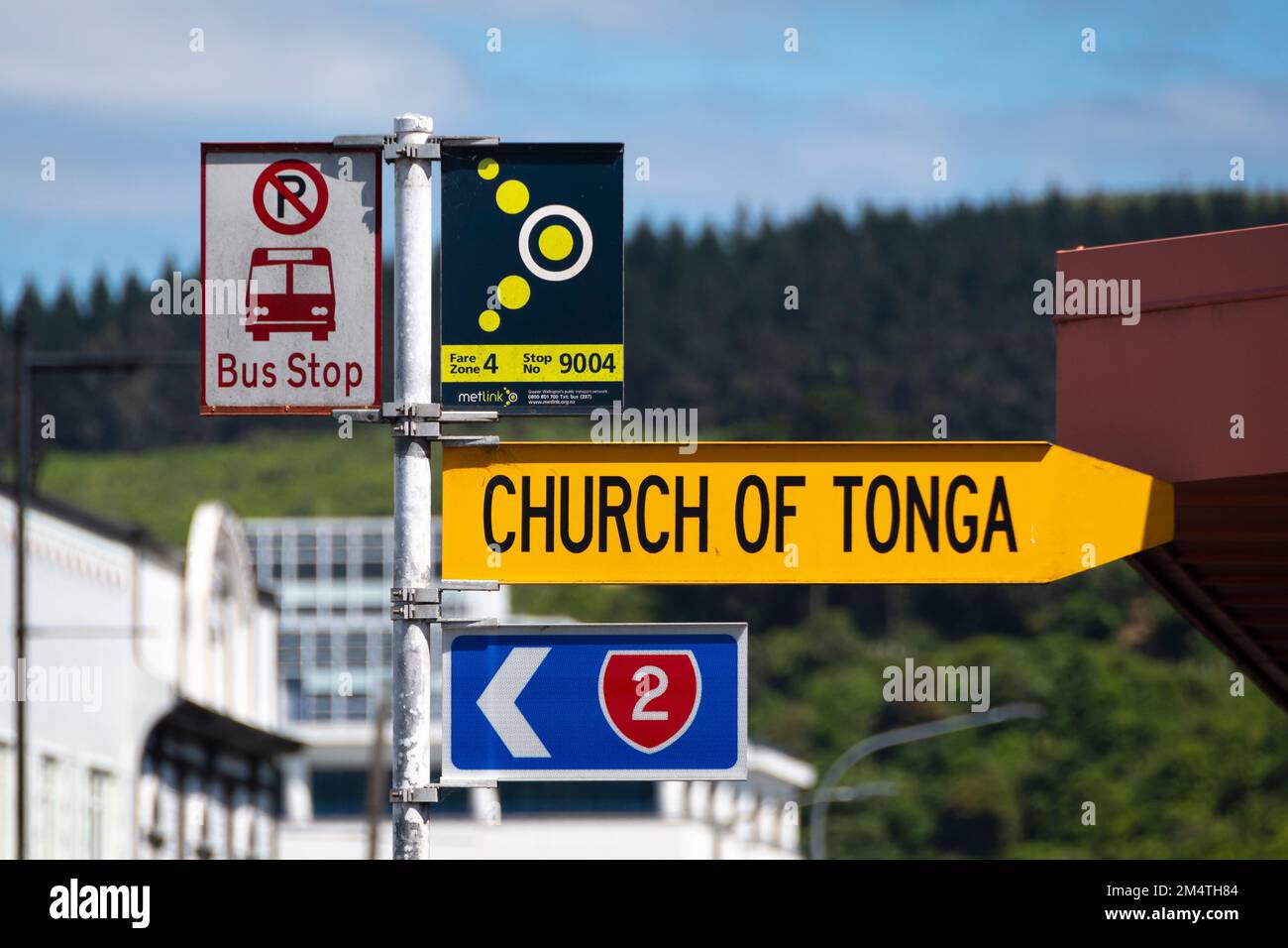 Straßenschilder: Petone, Wellington, North Island, Neuseeland Stockfoto