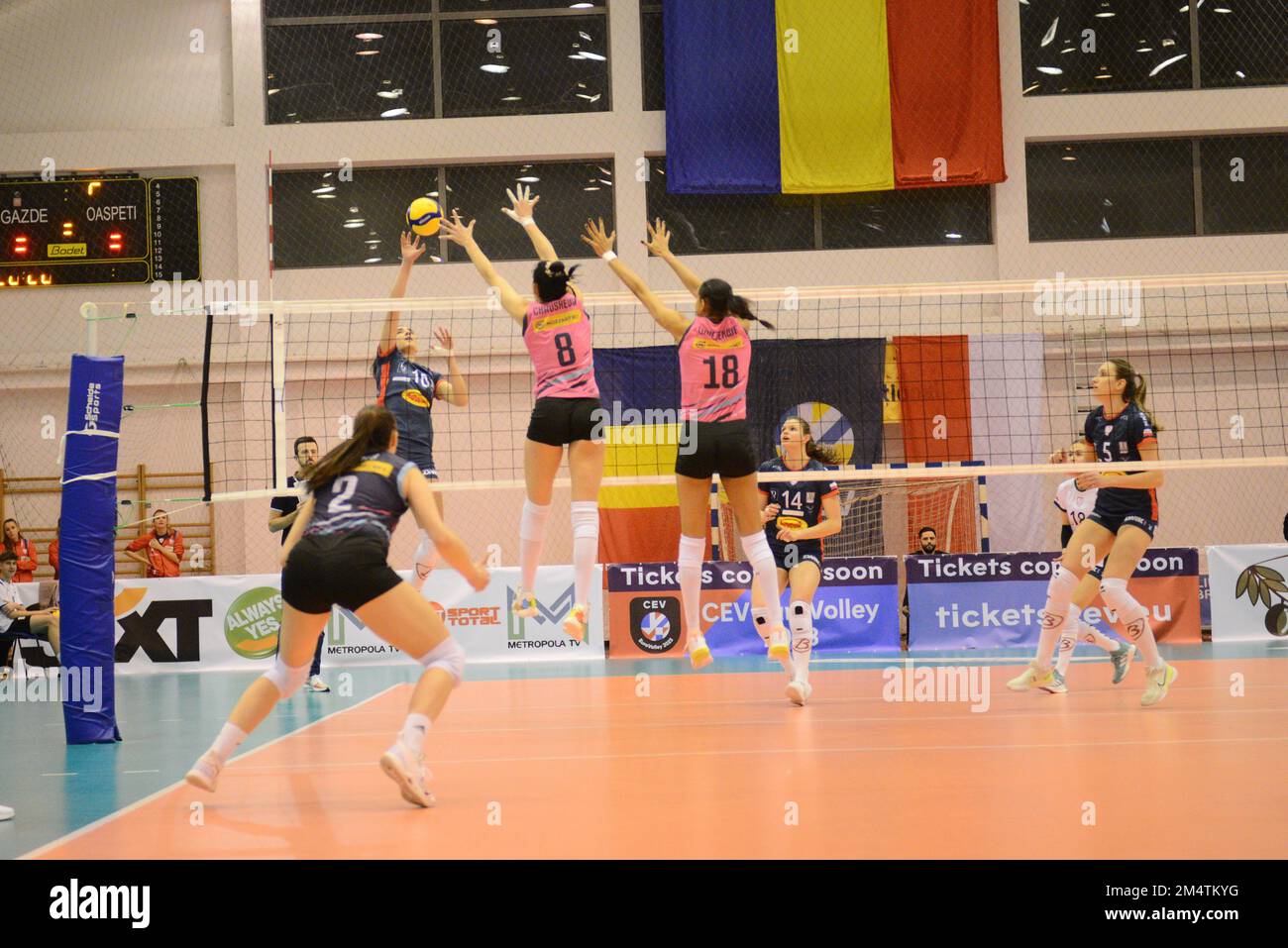 CSO Voluntari - Budowlani Łódź , CEV Champions League , 21.12.2022 Stockfoto