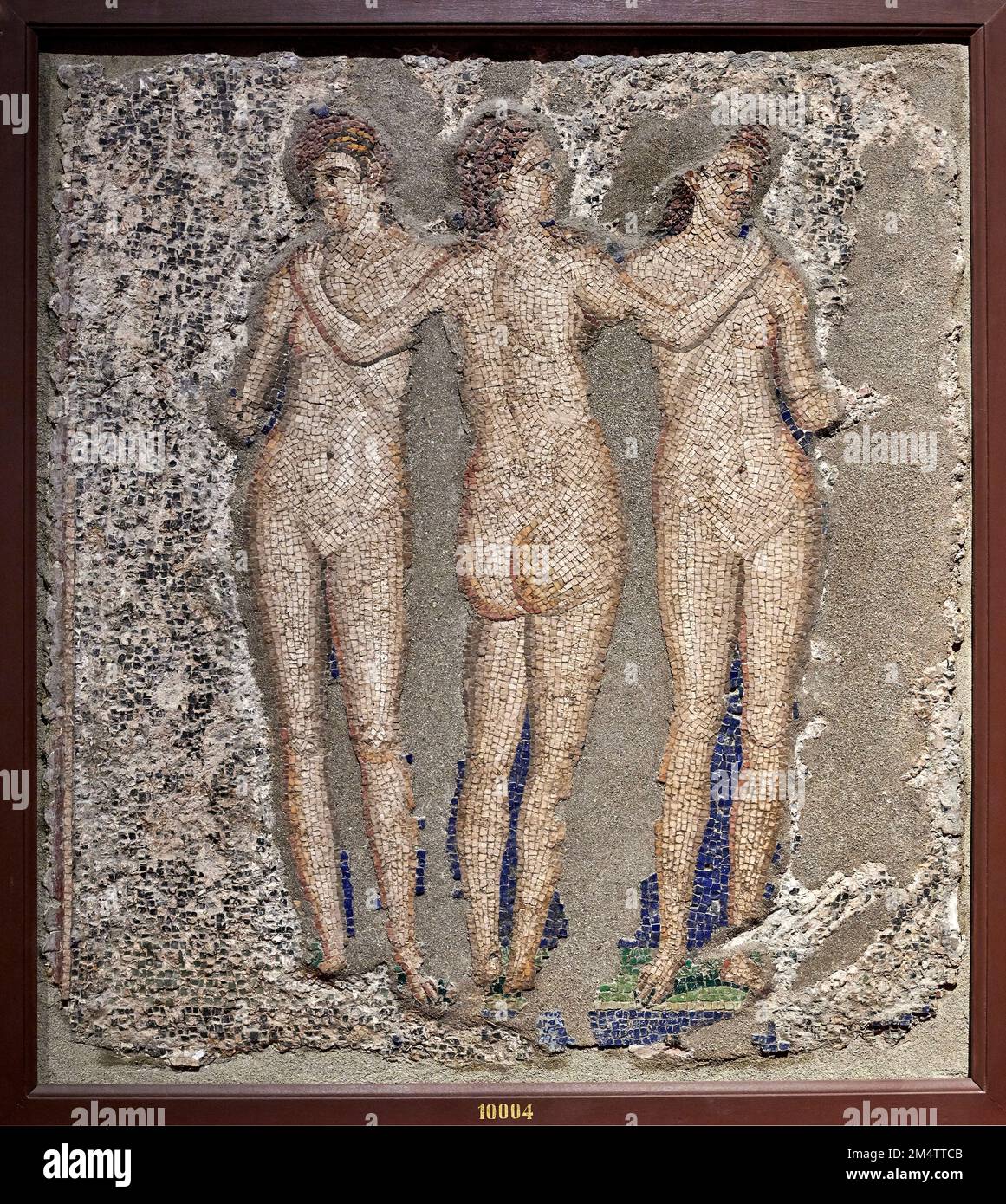 Le tre Grazie - mosaico - Pompei, Casa di Apollo, Giardino - I SEC. D.C. Stockfoto