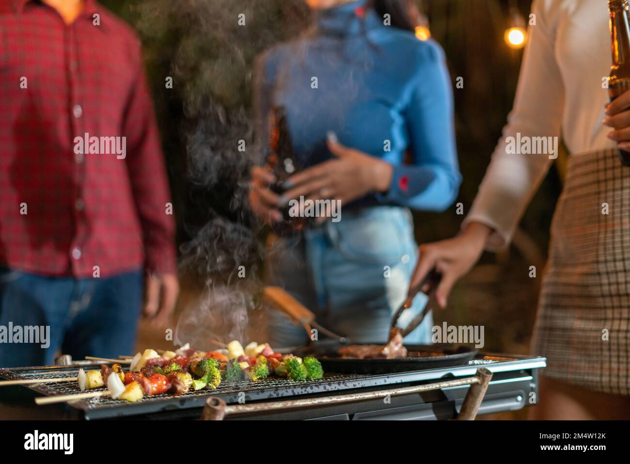 Nahaufnahme einer Barbecue-Party Stockfoto
