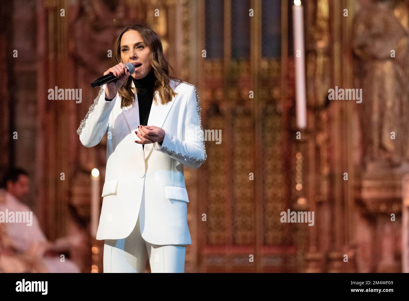 Melanie C tritt beim Carol Service „Together at Christmas“ in Westminster Abbey in London auf. Foto: Donnerstag, 15. Dezember 2022. Stockfoto