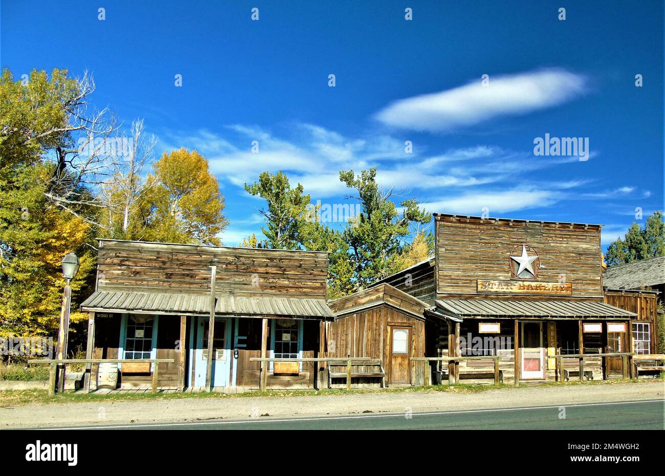 Oldtimer-Gebäude Navada City Montana Stockfoto