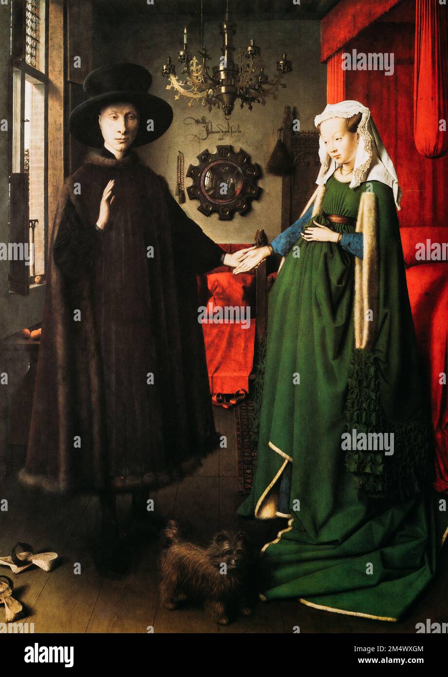 Jan Van Eyck, Das Arnolfini Portrait Oder Das Portrait Von Giovanni Arnolfini Und Seiner Frau. Jan Van Eyck War Früher Niederländischer Pionierkünstler Von Stockfoto
