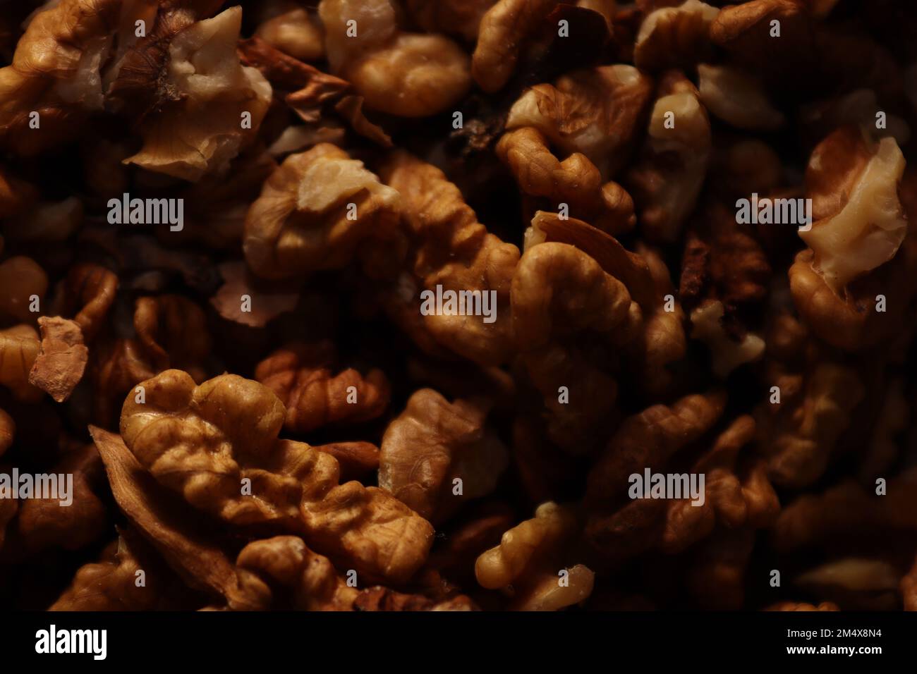 Hintergrundbild, das aus verschiedenen Nussformen besteht Stockfoto