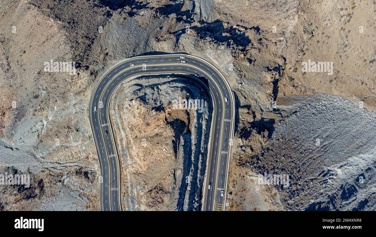 Saudi-Arabien, Mekka, Taif, Luftaufnahme der Al Hada Road Stockfoto