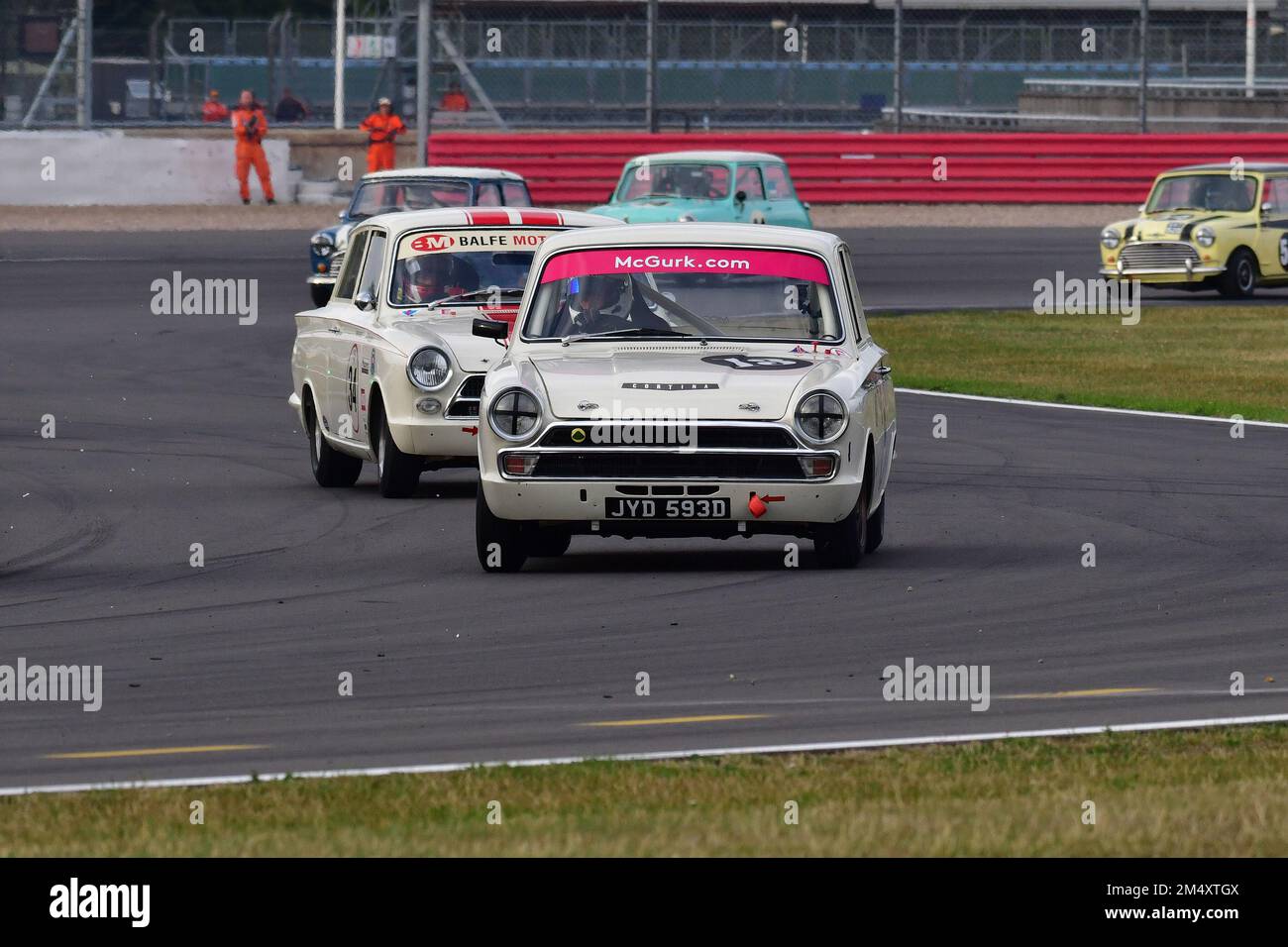 John McGurk, Ford Lotus Cortina, Adrian Flux Trophy für Transatlantic Pre ’66 Touring Cars, überwiegend V8 Americana gegen die britischen Stalwarts Ford Stockfoto