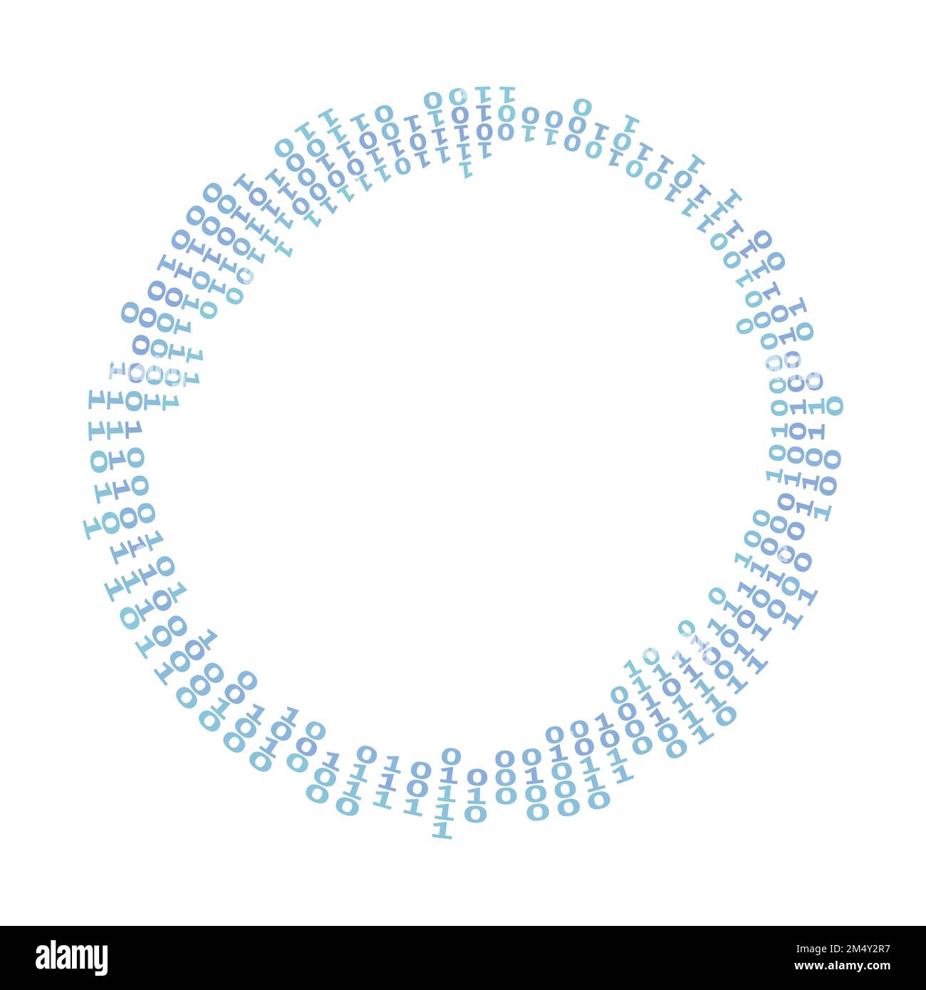 Binärer Code-Kreis mit blauen Einsen und Nullen. Digitales Vektorgrafikmuster Stock Vektor